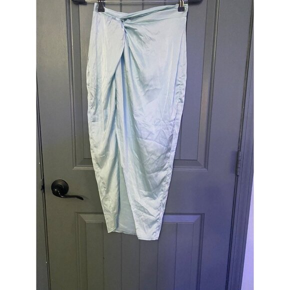 Missguided COORD FRONT SPLIT MIDAXI Blue SKIRT SATIN Size UK 6 US 2 NWT - Picture 2 of 9